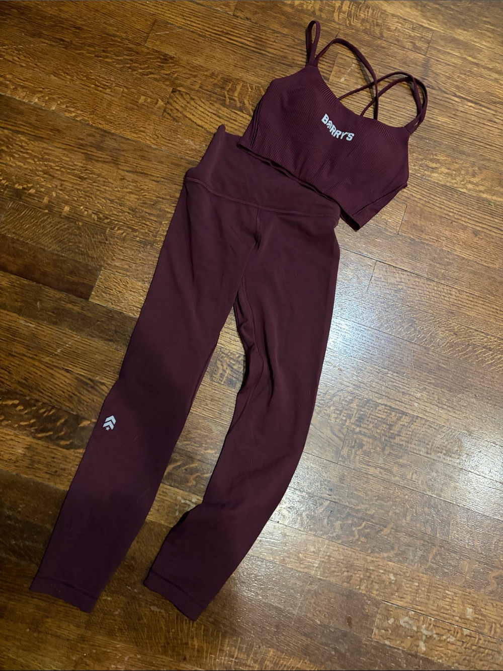 Lulu Lemon x Barry’s Maroon Ribbed Sports Bra & High-Waist Leggings Set